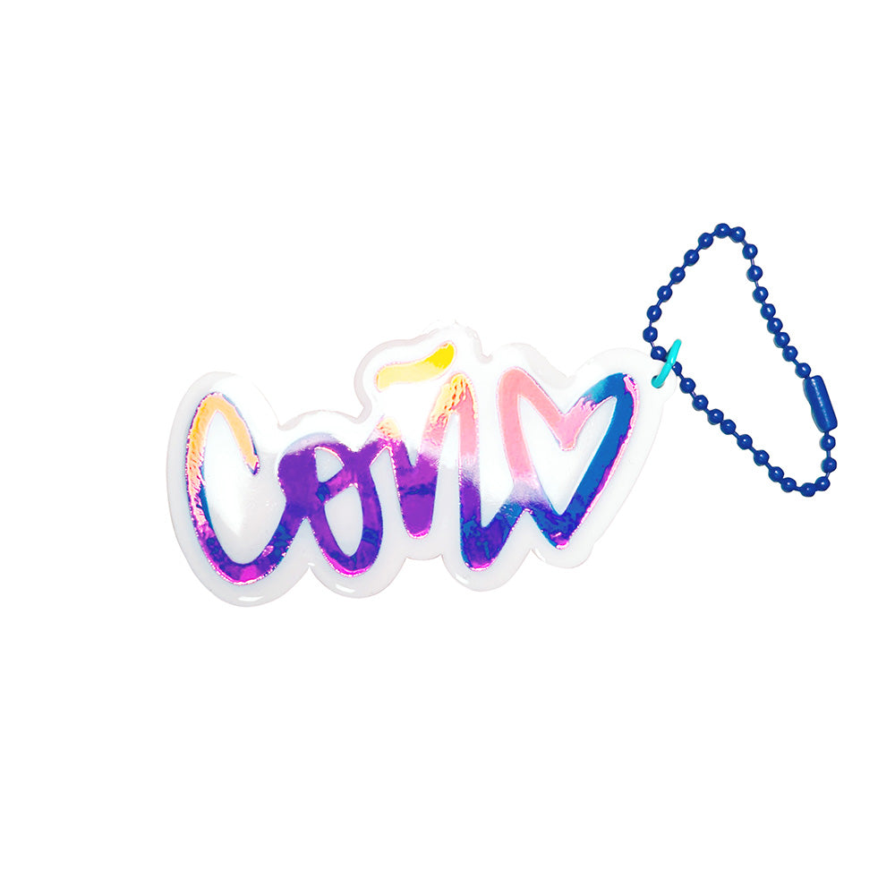 Holographic & White Con♥ Medium Keychain Charm