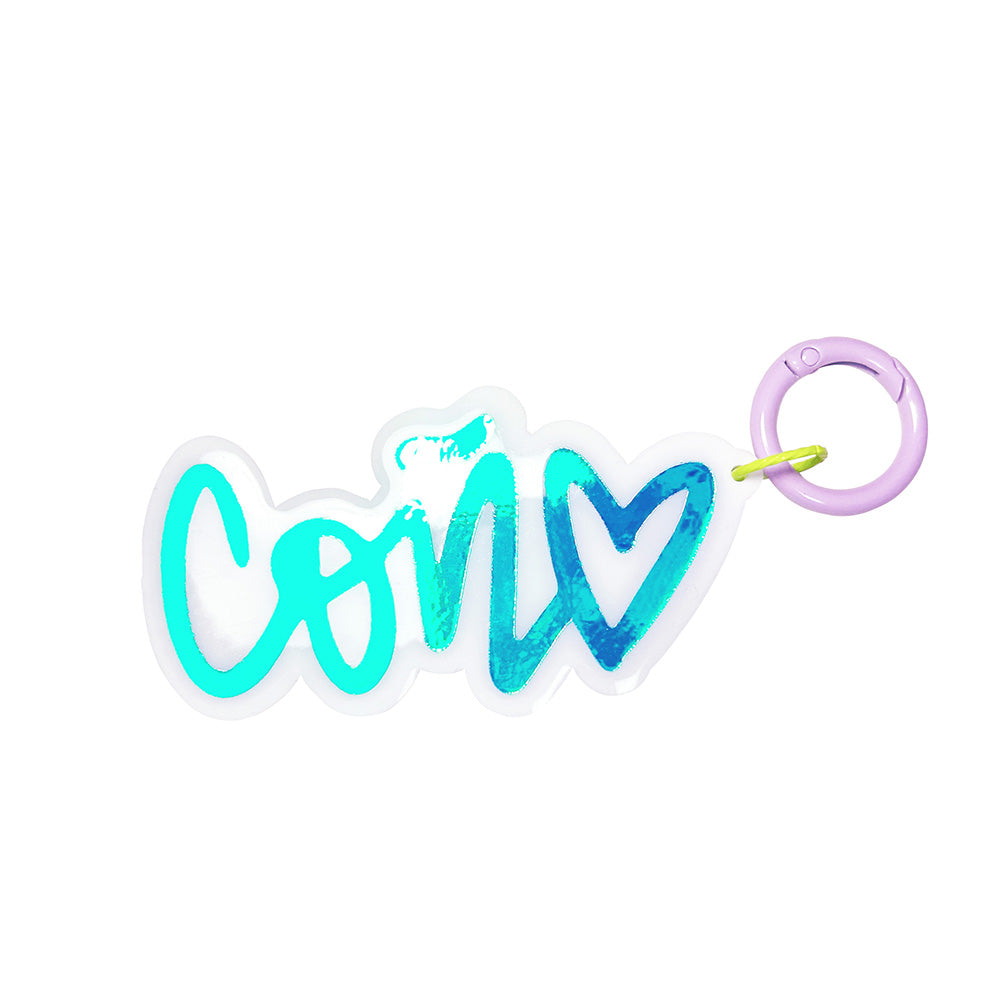 Holo Blue & White Con♥ Medium Keychain Charm