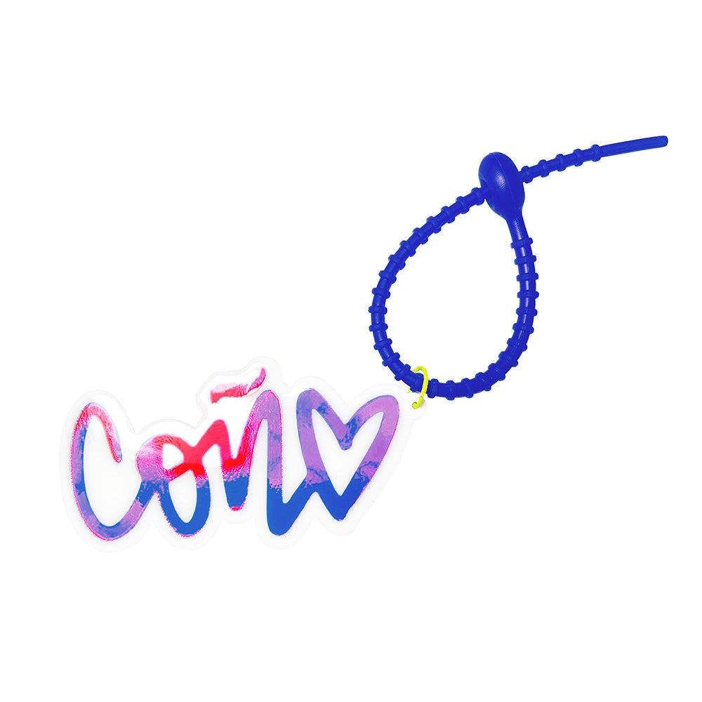 Holographic & White Con♥ Large Keychain Charm