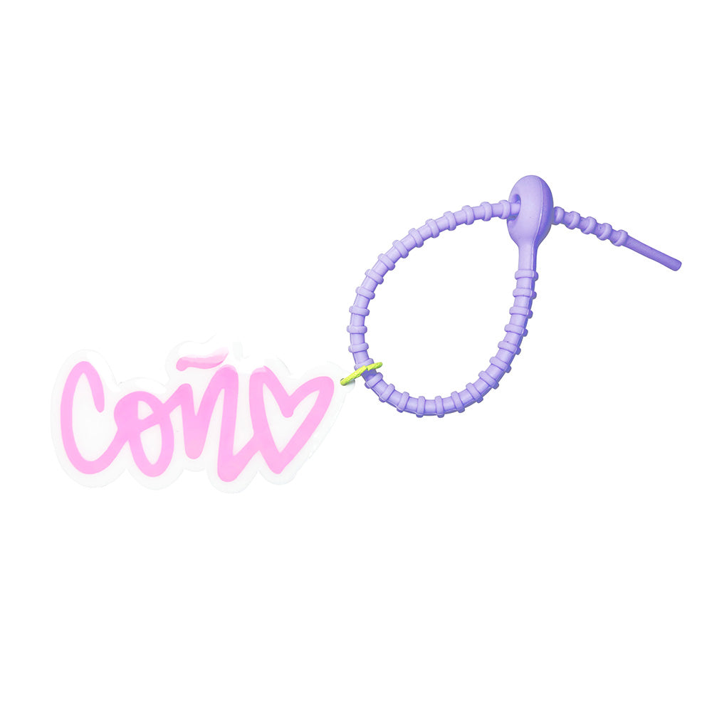 Pastel Pink & White Con♥ Medium Keychain Charm