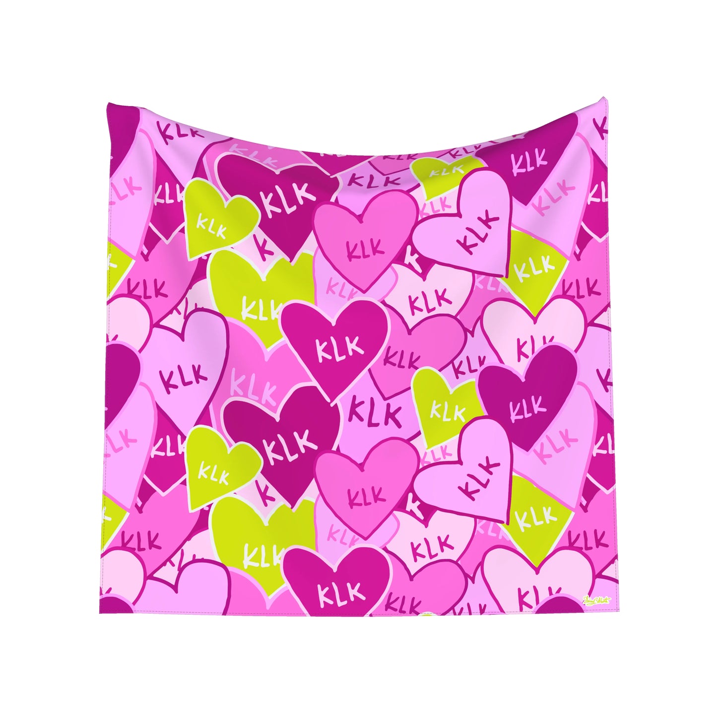 KLK Pink Hearts Square Scarf Bandana