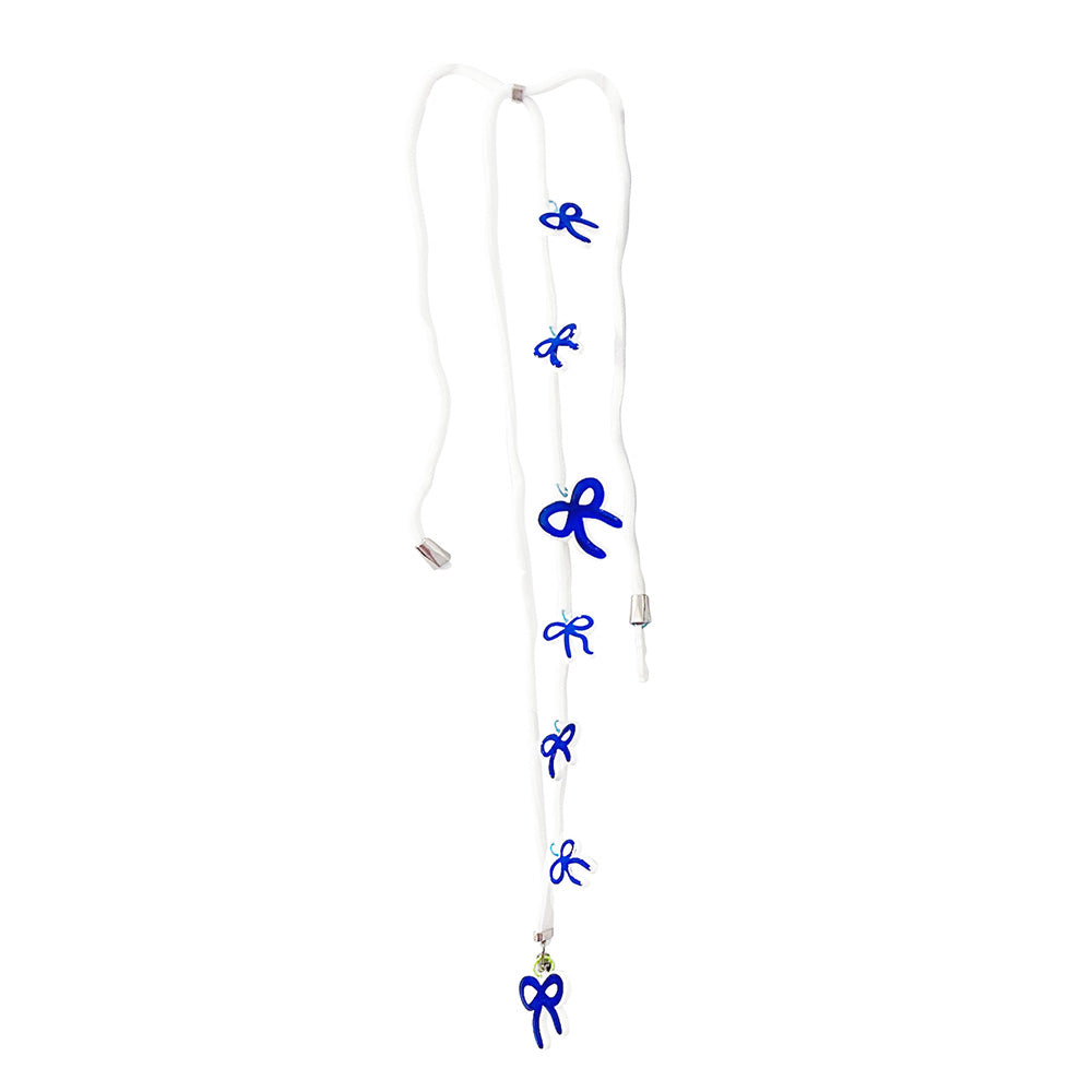 White & Reflective Blue BOHs Phone Lanyard