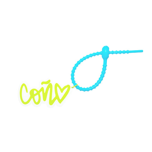 Green & White Con♥ Medium Keychain Charm