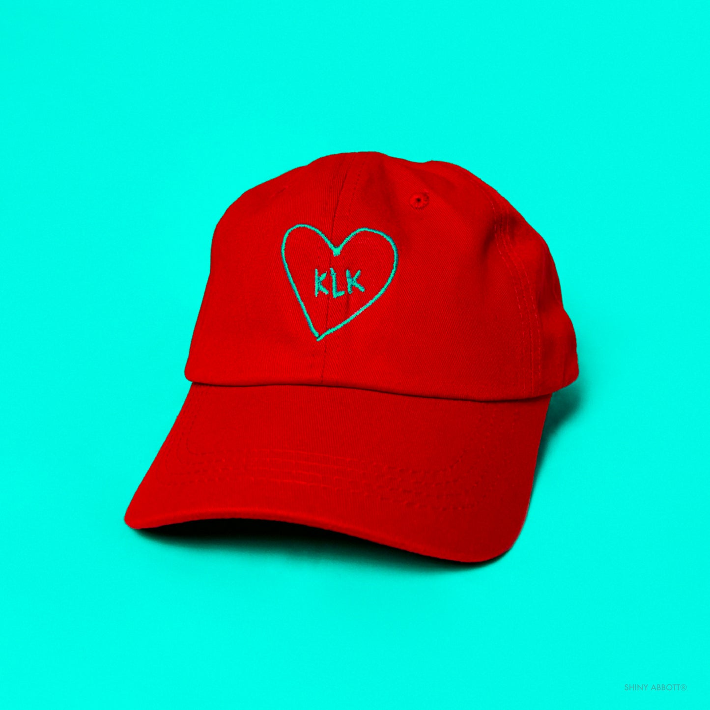 *RARE* Red Baseball Cap with Aqua KLK Heart Embroidery