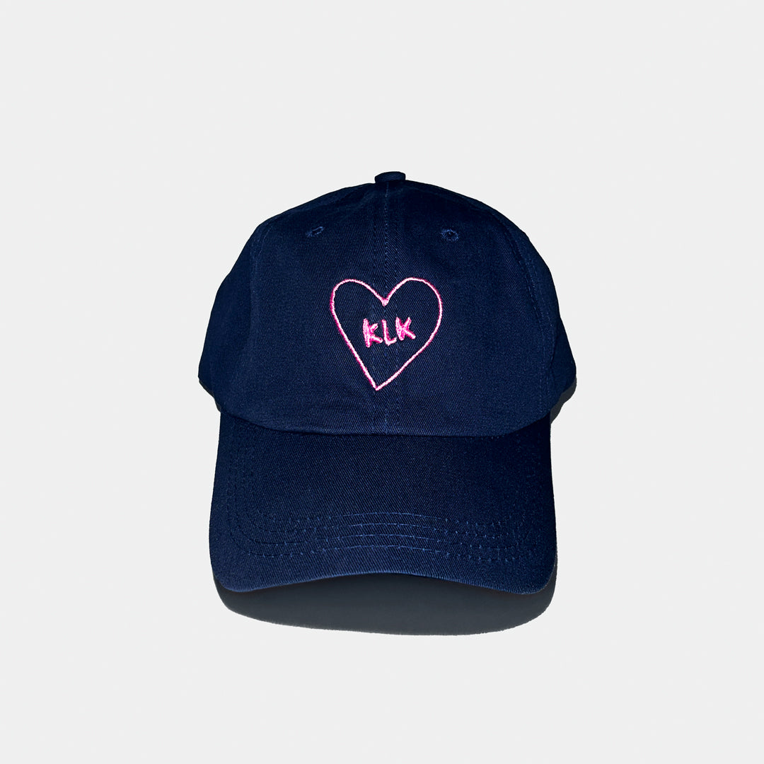 [PRE-ORDER] Navy Baseball Cap with Pink KLK Heart Embroidery
