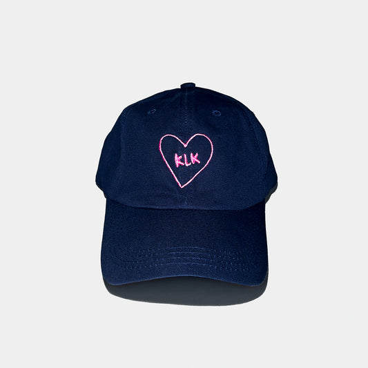 [PRE-ORDER] Navy Baseball Cap with Pink KLK Heart Embroidery