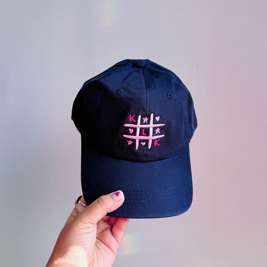 Navy Blue Baseball Cap with Pink KLK Game Embroidery