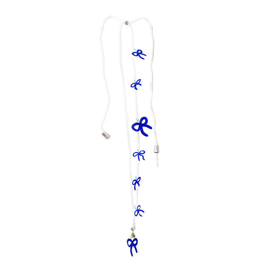 White & Reflective Blue BOHs Phone Lanyard