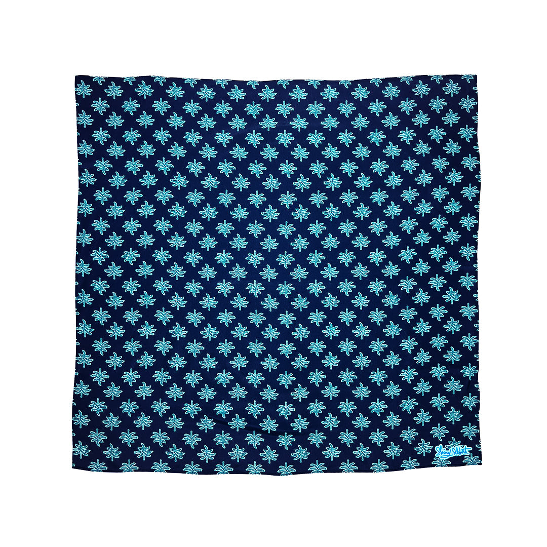 MERA Palm Print Navy & Aqua Bandana Scarf
