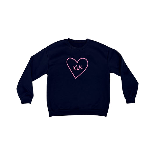 [PRE-ORDER] Navy Oversized Thermal Sweater with Pink "KLK" Embroidery