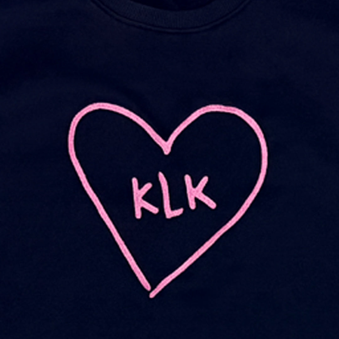 [PRE-ORDER] Navy Oversized Thermal Sweater with Pink "KLK" Embroidery