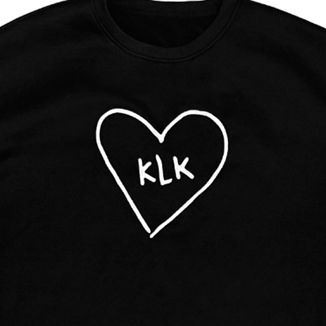 [PRE-ORDER] Black Oversized Thermal Sweater with White "KLK" Embroidery