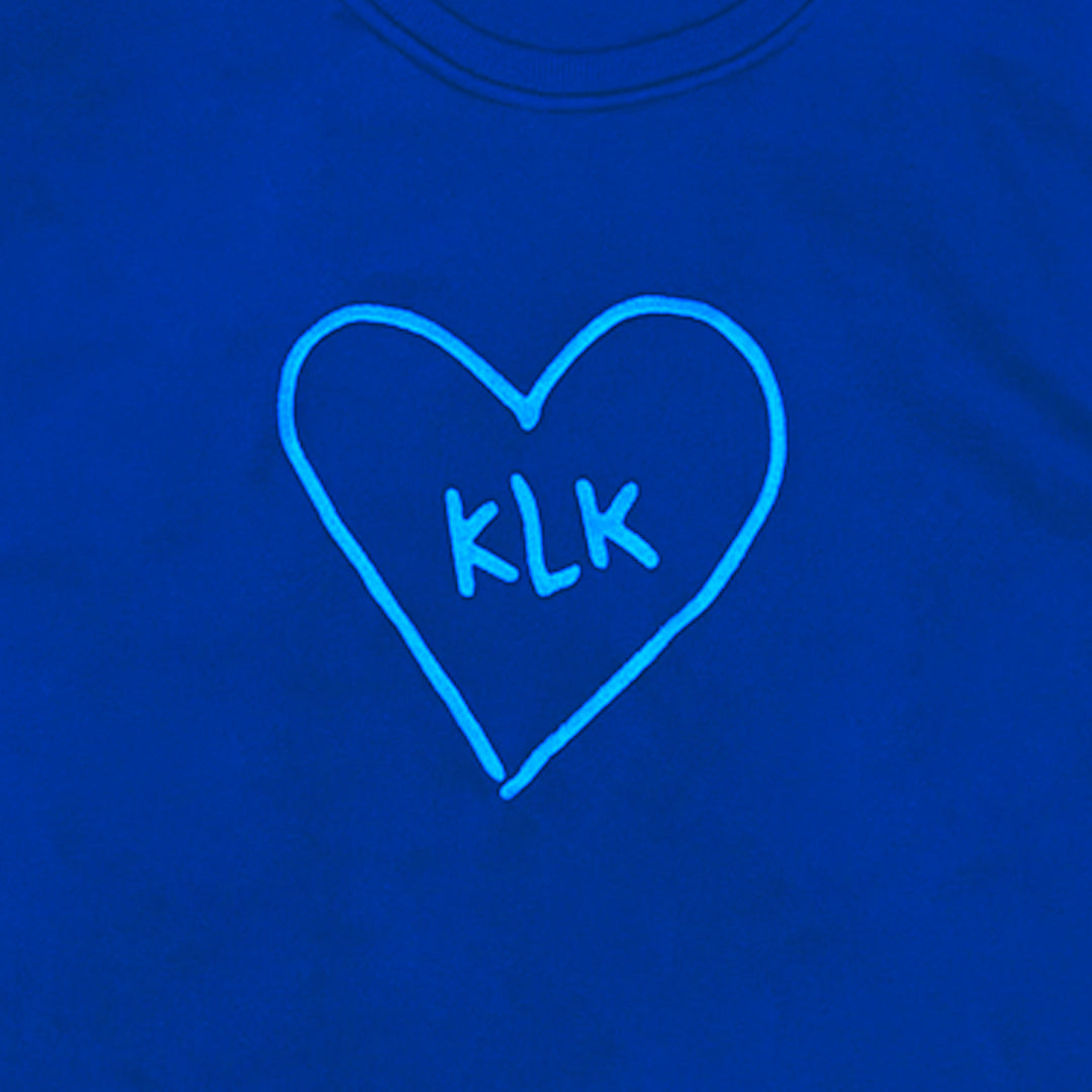 [PRE-ORDER] Blue Oversized Thermal Sweater with Aqua "KLK" Embroidery