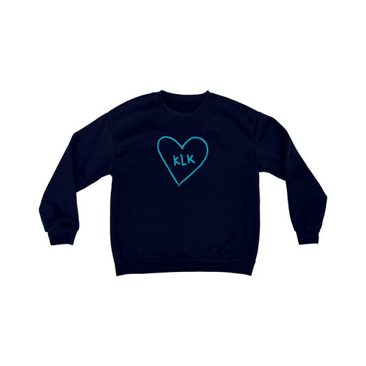 [PRE-ORDER] Navy Oversized Thermal Sweater with Aqua "KLK" Embroidery