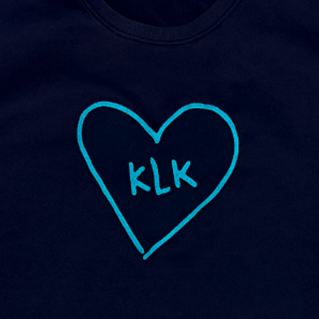 [PRE-ORDER] Navy Oversized Thermal Sweater with Aqua "KLK" Embroidery