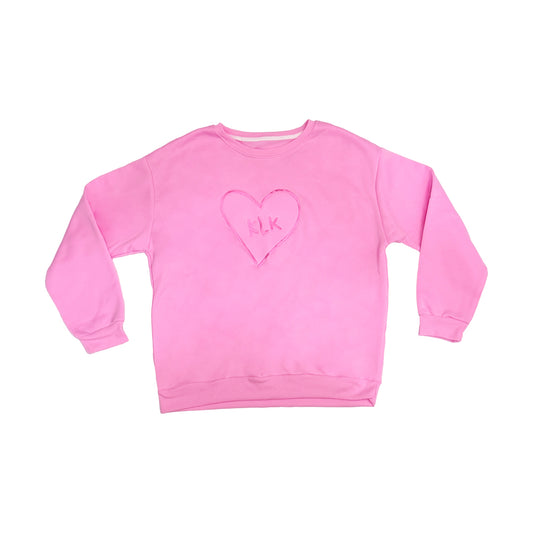[PRE-ORDER] Pink Oversized Thermal Sweater with Pink "KLK" Embroidery