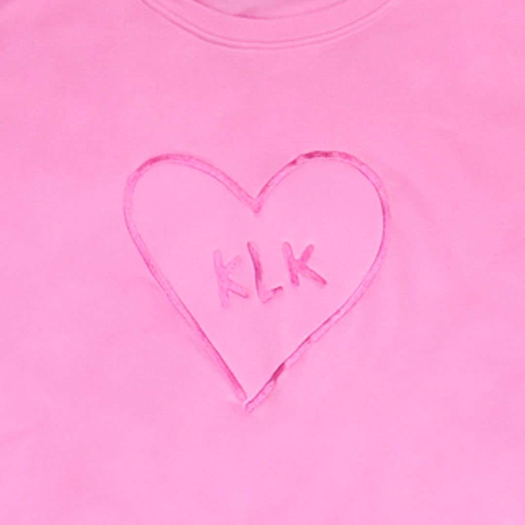 [PRE-ORDER] Pink Oversized Thermal Sweater with Pink "KLK" Embroidery