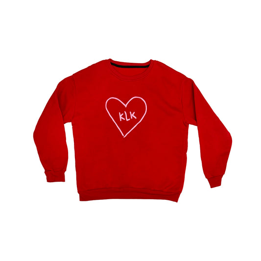 [PRE-ORDER] Red Oversized Thermal Sweater with Pink "KLK" Embroidery
