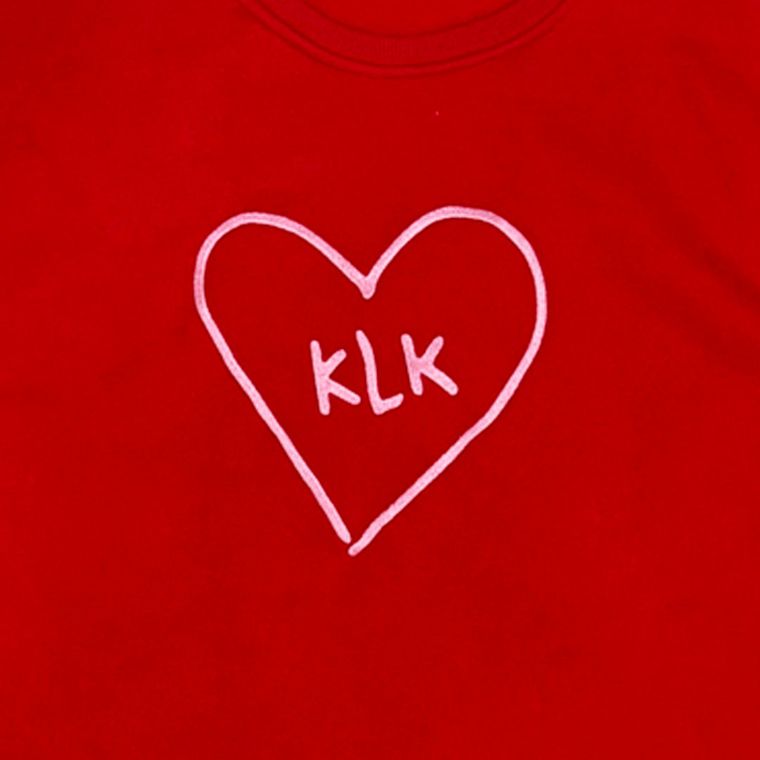[PRE-ORDER] Red Oversized Thermal Sweater with Pink "KLK" Embroidery