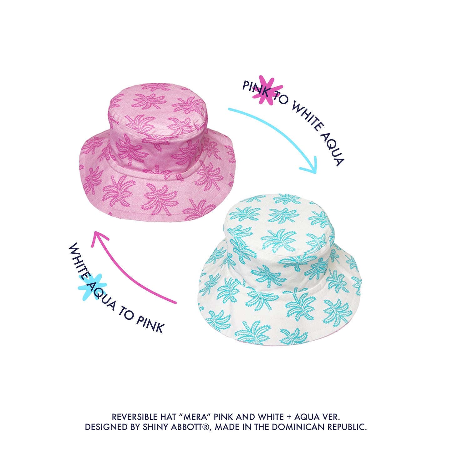 MERA pink + white REVERSIBLE Oversized Bucket Hat